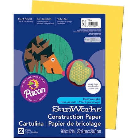 Sunworks Paper, Constrc, 9X12, Yw, 50Sh, PK50 PAC8403